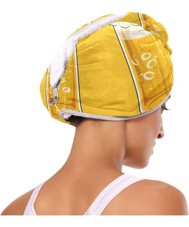 Beer Yellow Hair Towel 2 Pack - Super Absorbent Quick Dry Hair Turbans for Women & Girls | Stylish & Functional - Buy Online on GoSupps.com