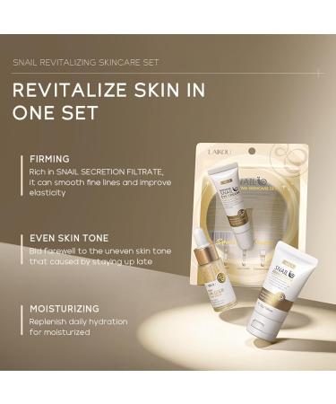 Snail Mucin Skin Care Set - Golden Snail Serum Ginseng Eye Cream & Essence Cream for Damaged Skin Improved Elasticity & Minimized Pores - 3-in-1 Solution - Buy Online on GoSupps.com
