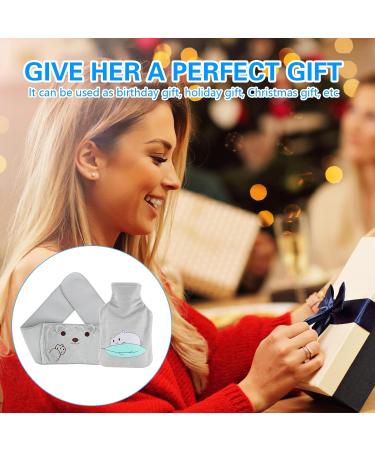 Homealexa 1L Long Hot Water Bottle with Plush Cover - Waist Warmer Rubber Bag for Winter, Cute Bear Design - Buy Online on GoSupps.com