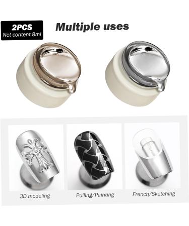 Decoration Kits Metallic Gel Nail Polish 2Pcs 8Ml Chrome Gel Nail Polish 3D Mirror Effect Painting Metallic Gel Polish For Flower Lines Drawing Nail Art Polilsh - Buy Online on GoSupps.com