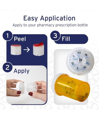Under Cap Weekly Pill Organizer - Compact Medication Organizer 7 Chambers Fits Amber Bottle - 3 Per Pack (Size 20 Small - Buy Online on GoSupps.com