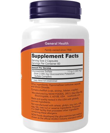 Now Foods Glucosamine Sulfate 750 mg - 120 Capsules for Joint Health | Buy Internationally - Buy Online on GoSupps.com