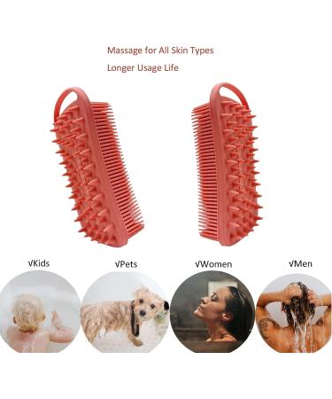 MAKEVAYEE 2-in-1 Silicone Body Scrubber & Scalp Massager - Gentle Exfoliation - Pink - Buy Online on GoSupps.com