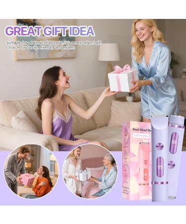 2in1 Electric Intimate Shaver for Women Bikini Trimmer Waterproof Wet and Dry Shaver for Body and Face Purple Lilac - Buy Online on GoSupps.com