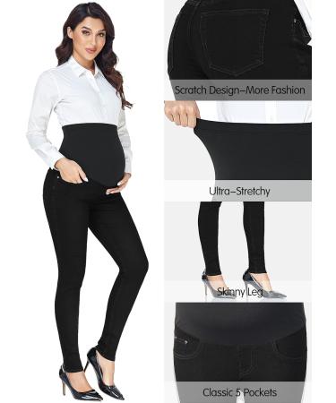 PACBREEZE Women's Maternity Jeans: Slim Stretch High Waist Denim Skinny Pants, Black (Size 03) - Buy Online on GoSupps.com