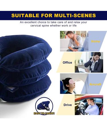 Cervical Neck Traction Device for Neck Pain Relief - Adjustable Inflatable Neck Stretcher and Brace - Blue Neck Traction Pillow for Decompression and Tension Relief - Buy Online on GoSupps.com