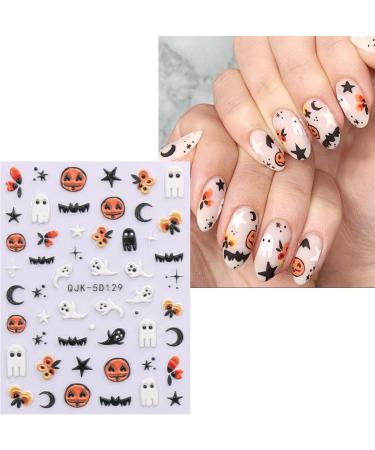 JMEOWIO 3D Embossed Halloween Nail Art Stickers Decals Self-Adhesive 5D Cute Ghost Nail Supplies Nail Art Design Decoration Accessories 4 Sheets - Buy Online on GoSupps.com