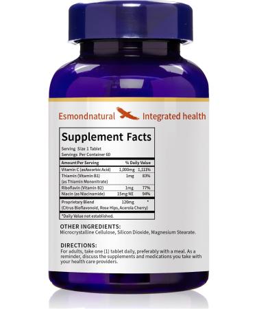 (8 Pack) Esmond Natural: Vitamin C 1000mg with Acerola Cherry (Supports Immune System Energy Levels Skin Vitality) GMP Natural Product Assn Certified Made in USA - 1000mg 480 Tablets - Buy Online on GoSupps.com
