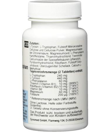 Buy SYNOMED Neuro L-Tryptophan Tablets - 120 Count (75g) | Premium Mood & Sleep Support - Fast International Shipping - Buy Online on GoSupps.com