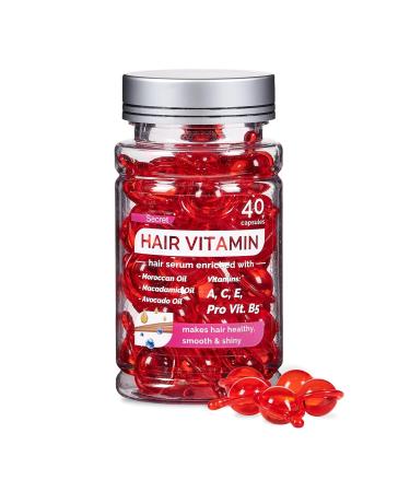 Hair Treatment Serum Capsule Hair Treatment Oil - no Rinse with Argan Macadamia Avocado Oils - Vitamins A C E Pro B5 - Conditioner for Women & Menr All Hair Types (40 Capsule)