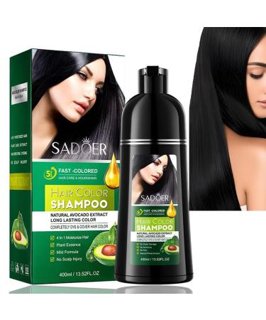 Baorder Black hair color shampoo 3in1 for colored hair of women and men covers gray hair longlasting color and immediate natural effect 400 ml black 400 ml 1er Pack
