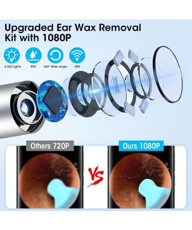 Ear Wax Removal Tool with Camera and 6 Ear Spoons | Earwax Removal Kit for iOS Android - Black - Buy Online on GoSupps.com