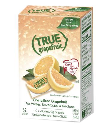 TRUE GRAPEFRUIT Water Enhancer (32 Packets) | Zero Calorie Unsweetened Water Flavoring | For Water, Bottled Water & Recipes | Water Flavor Packets Made with Real Grapefruit