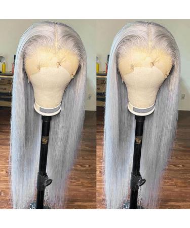 ANDRIA Gray Lace Front Wig - Long Straight Glueless Synthetic Wig with Baby Hair | Heat Resistant Fiber for Women - Buy Online on GoSupps.com