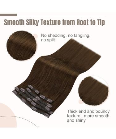 FSHINE 50cm Brown Clip-In Hair Extensions - Real Remy Human Hair 7 Pcs 120g #4 Straight - Buy Online on GoSupps.com