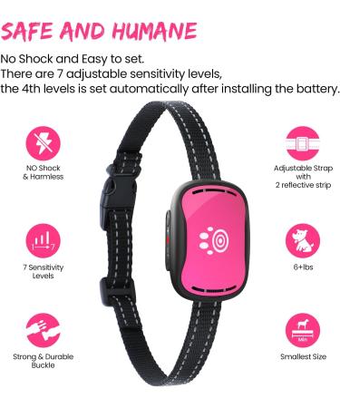 Small Dog Bark Collar - Adjustable Anti-Barking Device with Beep and Vibration - Humane Deterrent for Small to Medium Dogs - Pink - Buy Online on GoSupps.com