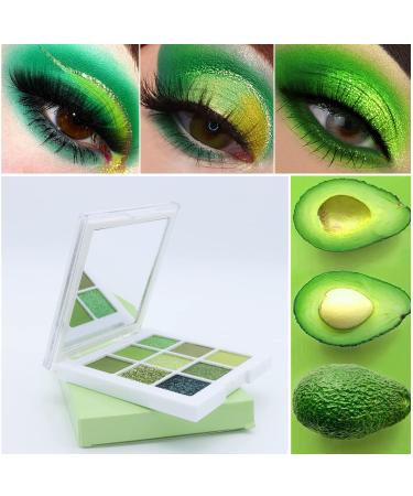Profusion Green Eyeshadow Palette - 9 Colors Matte Shimmer Eye Shadow | High Pigmented & Waterproof | Long Lasting Glitter Makeup Palette - Includes 2 Eyeshadow Brushes - Buy Online on GoSupps.com