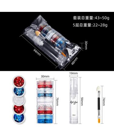  Beliky Girl 5 colors of face and body glitter holographic glitter for face nails art lip makeup and shine with a double-ended brush and a bottle of gel - Buy Online on GoSupps.com