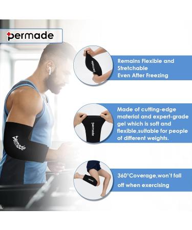 Permade Elbow Ice Sleeve for Arm & Knee - 360 Compression Cold Therapy for Tendonitis - Reusable Gel Cold Pack - Flexible and Adjustable (L for 12.6-16.5) - Buy Online on GoSupps.com
