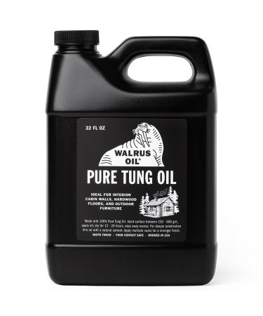 Walrus Oil - Pure Tung Oil, for Any Woodworking Project, Hardwood Floors, Outdoor Furniture, and More. Vegan, 32oz Jug