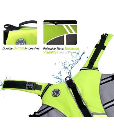 Vivaglory Neon Yellow Life Jacket for Large Dogs | Adjustable Durable & Safe - XL (79-99 cm) - Buy Online on GoSupps.com