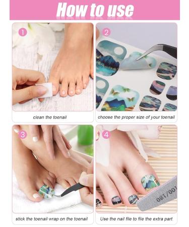 Kalolary Marble Toenail Stickers - 12 Sheets Self-Adhesive Nail Art Decals with Nail File | Perfect for Footnail Design & International Shipping - Buy Online on GoSupps.com