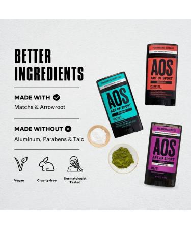 Art of Sport Men's Deodorant - Aluminum-Free Sandalwood, Natural Botanicals, Moisturizing Tea Tree, Pack of 2 - Athlete Approved - Buy Online on GoSupps.com