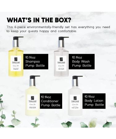 Terra Pure Green Tea Amenities Set - 10.14 oz. Shampoo, Conditioner, Hand/Body Wash, Lotion - 4 Pack - Buy Online on GoSupps.com