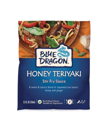 Blue Dragon Stir Fry Sauce, Honey Teriyaki, Authentic sweet & savory sauce with ginger, garlic, Japanese soy and honey, No artificial flavors, Vegetarian friendly, 3.5 oz (Pack of 12) Honey Teriyaki 3.5 Fl Oz (Pack of 12)