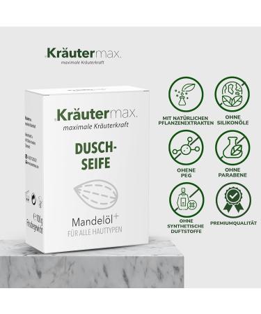 Herbal Max Kr utermax almond oil soap shower soap for men and women solid shower gel natural cosmetics also as solid shampoo 2in1 natural soap 1 x 100 g - Buy Online on GoSupps.com