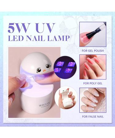 Morovan 3-in-1 Nail Tips and Glue Gel Kit with 240 Clear Coffin Nails - DIY Nail Extension Set with Mini Lamp - Buy Online on GoSupps.com