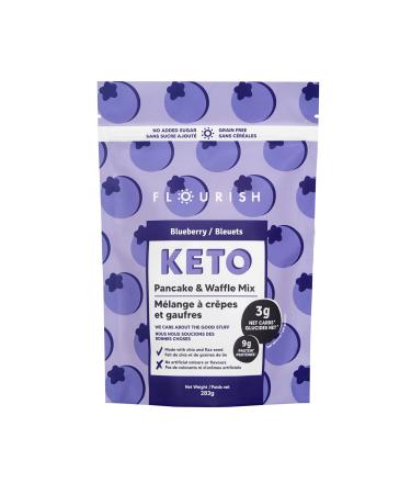 Flourish - Keto Pancake & Waffle Mix Low Carb Gluten-Free High Protein & Fiber Chia and Flax Seed No Added Sugar All-Natural Ingredients - Blueberry 10oz