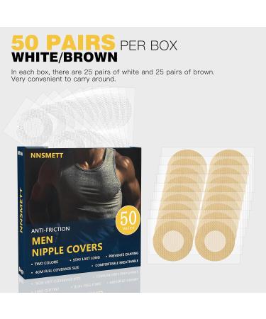 100 Pcs Men's Nipple Covers - No Show Nipple Guard Anti-Chafing Tape for Running & Fitness - 50 Pairs White & Beige - Buy Online on GoSupps.com