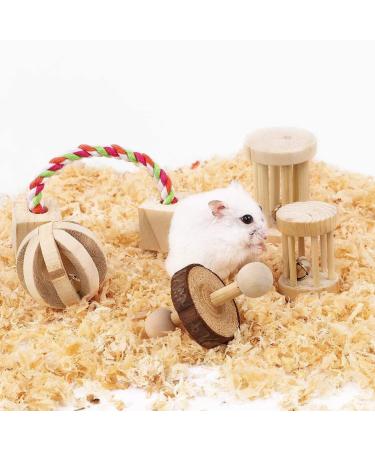 CCCYMM 6 Pcs Pet Natural Wooden Chew Toys Dumbells Exercise Bell Molar Toy for Parrot Rabbit Chinchilla Guinea Pig Hamster Small Animals - Buy Online on GoSupps.com