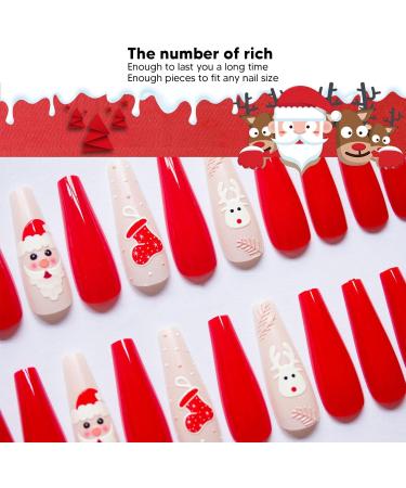 30 Pieces Christmas False Nails Portable Self Adhesive Fully Wrapped Artificial Nail Polish Christmas False Nails for Women and Girls (Type 1) - Buy Online on GoSupps.com