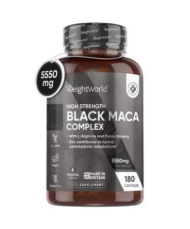Black Maca Root Capsules 5550mg (High Strength) 180 Vegan Black Maca & Yellow Maca Capsules (6 Months Supply) - with L-Arginine Panax Ginseng Pepper - Zinc for Testosterone Levels & Metabolism - Buy Online on GoSupps.com
