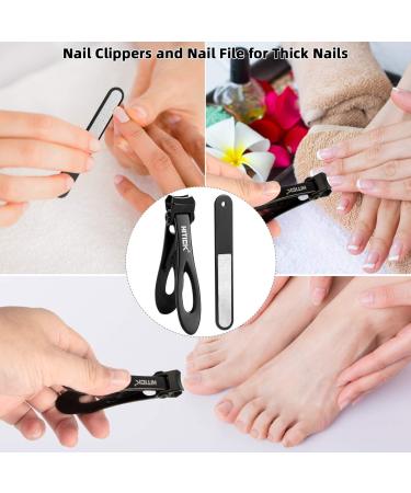 Surgical Grade Stainless Steel Nail Clippers - 15mm Wide Jaw Opening Cutter for Thick Nails - Sharp Blade for Fingernails & Toenails - Black - Buy Online on GoSupps.com