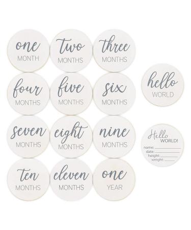 Natural Baby Milestone Discs - White Stain Wood Milestone Disc Set with Bag and Hello World Announcement Card - 13 Wooden Milestones Cards  Newborn Monthly First Year Picture Props  1-12 Months - Buy Online on GoSupps.com
