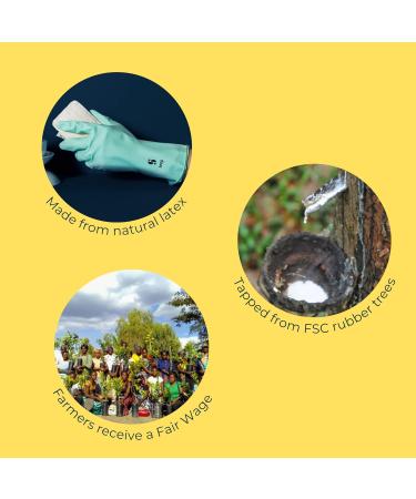 SEEP Eco Small-Medium Compostable Rubber Gloves - Multi-purpose Kitchen & Household Gloves - FSC & Fair-trade Certified - 1 Pair - Buy Online on GoSupps.com