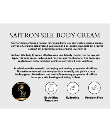 Organic Saffron Silk Body Cream - 60g | Nourishing Facial & Body Moisturizer | International Shipping - Buy Online on GoSupps.com