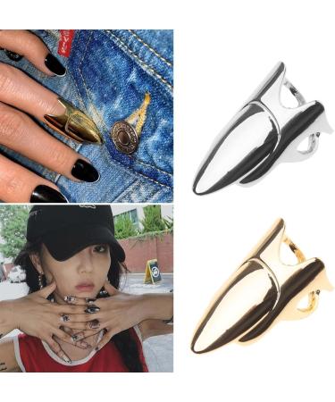Sxett Metal Open Nail Rings Elegant Fingertips Statement Jewelry Gift Metal Nail Art Rings Alloy Material Gift for Women Girls Gold - Buy Online on GoSupps.com
