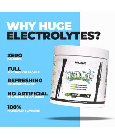 Huge Supplements Electrolytes Powder - Advanced Hydration Formula w/Full Electrolyte Profile - Sugar Free, No Artificial Flavors or Colors - 45 Servings (Artic Lime) Artic Lime 2.81 Pound (Pack of 1) - Buy Online on GoSupps.com