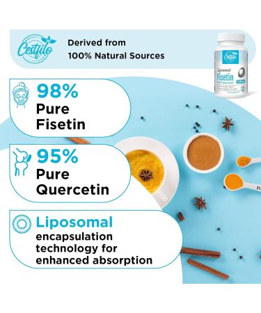 Liposomal Fisin 1000mg with Quercetin 200mg | High Absorption Senolytic | 1200mg per Serving | Cestfilo | Pack of 2 (60 Softgels) - Global Shipping Available - Buy Online on GoSupps.com