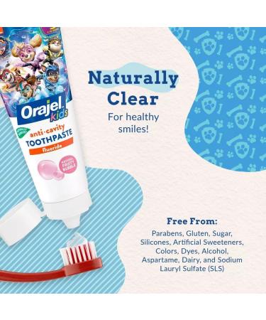 Orajel Kids Paw Patrol Anticavity Fluoride Toothpaste Natural Fruity Bubble Flavor 4.2oz Fruity Bubble 12.6 Ounce (Pack of 1) - Buy Online on GoSupps.com
