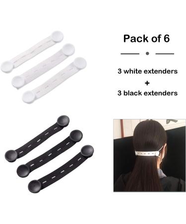 ITemporia Adjustable Mask Strap Holder - Elastic Mask Extension Hooks (6 Pieces: 3 Black + 3 White) for Comfortable Fit | International Shipping Available - Buy Online on GoSupps.com