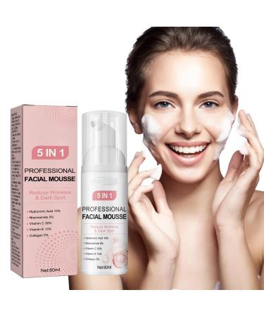 5 In 1 Cleansing Face Wash Foaming Cream Cleanser Water Based Cleanser Natural Foaming Cleaner Skin Care with Niacinamide Hyaluronic Acid Removes Excess Oil Unclogs Pores Reduces Blackheads