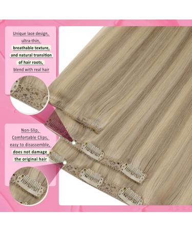 Youngsee Clip-In Real Hair Extensions - 45cm Blonde 120g (7PCs) - Smooth Gold to Medium Blonde - Buy Online on GoSupps.com