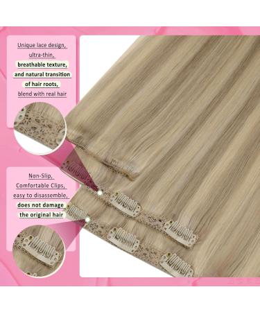Buy Younsee 55cm Clip-In Real Hair Extensions - Blonde #16/25 120g 7PCs - Premium Remy Hair for Effortless Style - Buy Online on GoSupps.com