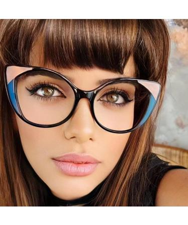 SERONI TR90 Cat Eye Blue Light Blocking Glasses | Anti UV Computer & Reading Glasses for Women & Men | Stylish Black Red Yellow Frames - 54mm - Buy Online on GoSupps.com
