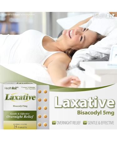 HealthA2Z Laxative | Bisacodyl 5mg | 24 Packs of 25 Tablets(600 Tablets Total) | Enteric Coated | Value Package - Buy Online on GoSupps.com